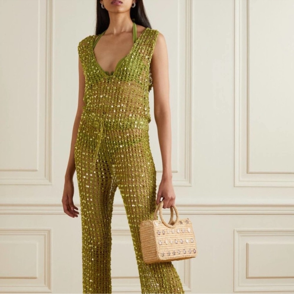 Retrofete Nirvana Sequined Crochet-knit Jumpsuit - Worn Once